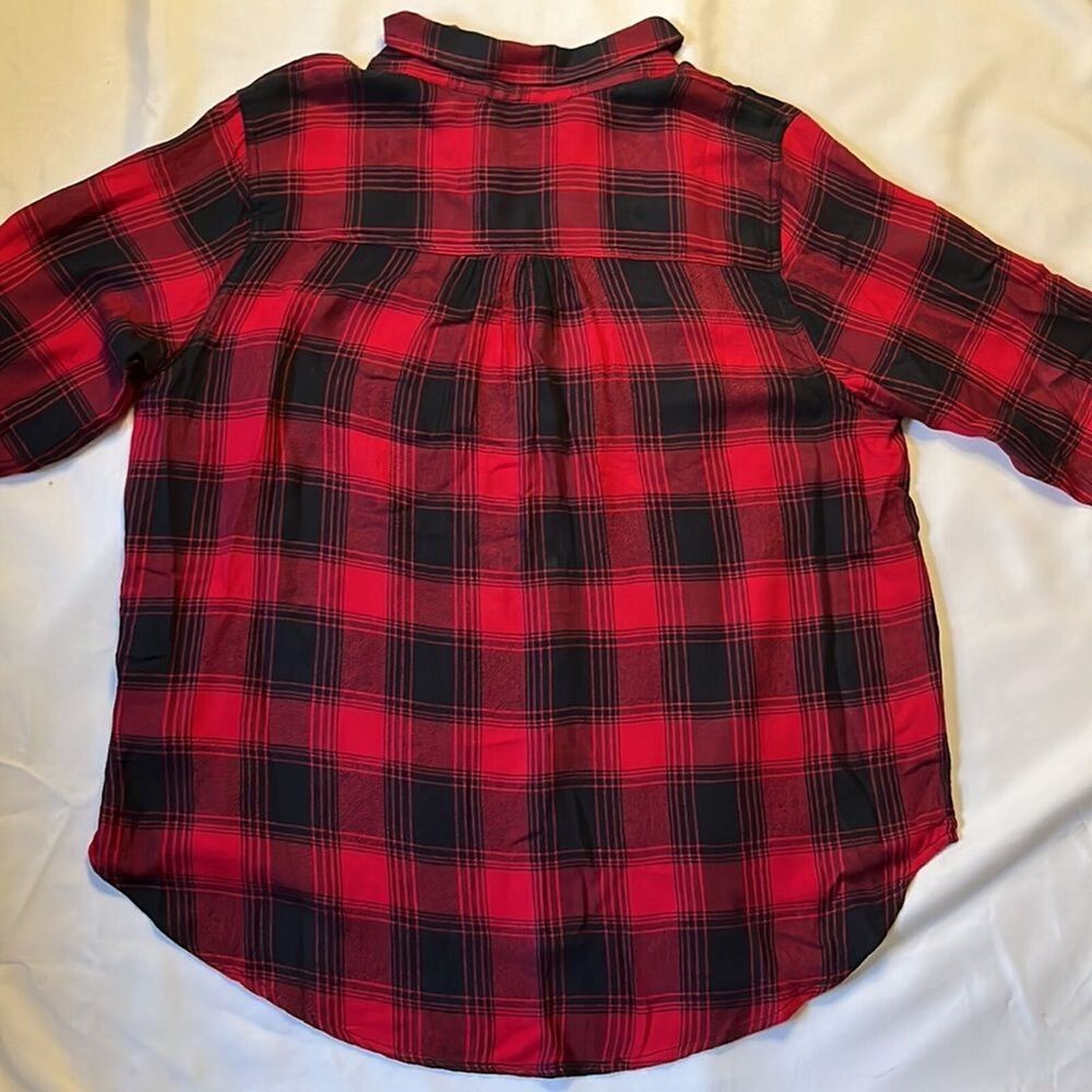 Lucky Brand Red Plaid Button Long Sleeve Shirt Size Medium - Picture 7 of 10